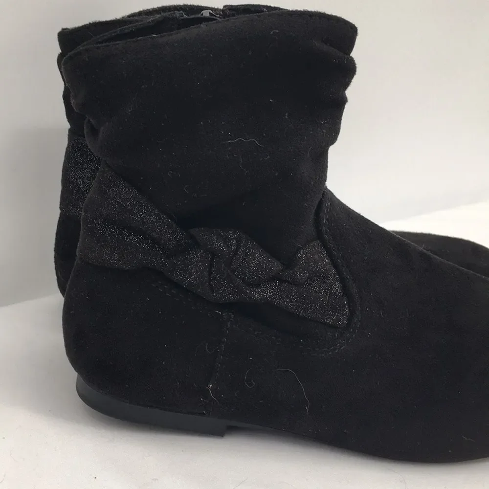 Wonder Nation Girls Slouchy Ankle Boots Flat Bow Sock Calf Zip Inside size 1